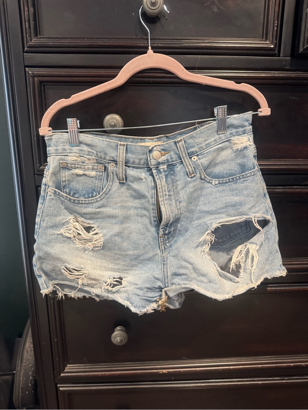 Madewell Light Blue Distressed Denim Cutoff Shorts